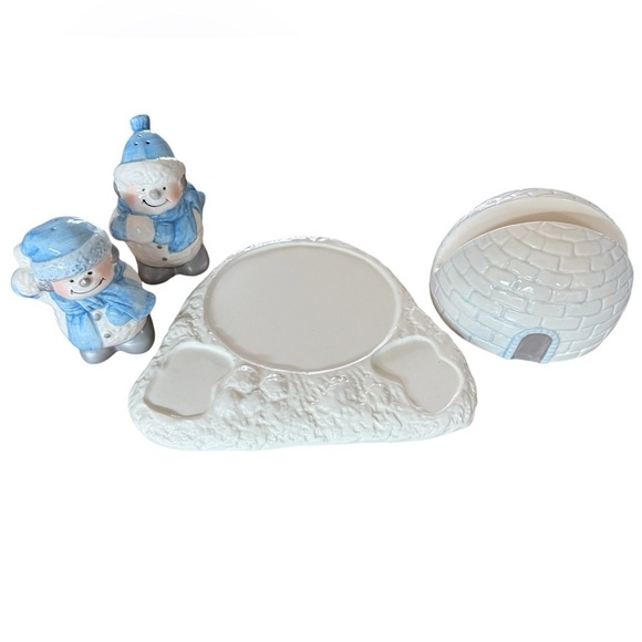 Christmas Around the World Snowman Napkin Salt Pepper Shaker Set House Of Lloyd - Picture 6 of 9